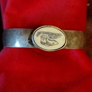 Native Eskimo Sterling Silver Cuff Bracelet Northwest Alaska